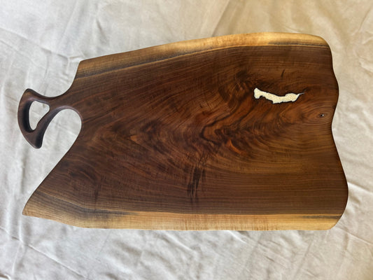 Large Walnut Charcuterie Board w/ White Epoxy